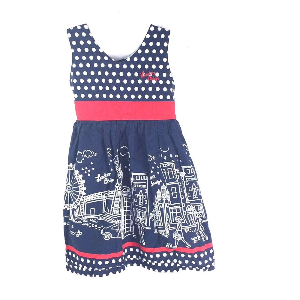 Aekal Girls Dress Sz 4T London Bridge Polk Dots